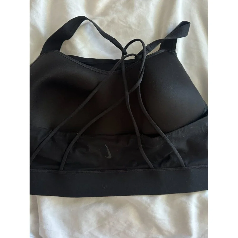 Nike Sports Bra Women Black Size L Strappy Back Medium Support Athletic Gym - Picture 2 of 6